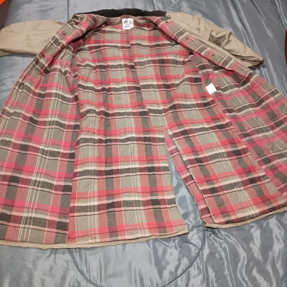Vintage Misty Harbor Rain Jacket Trench Coat M Slicker Flannel Lining Trenchcoat